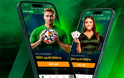 GetLucky Casino kampagnebanner med velkomstbonus og mobilvisning